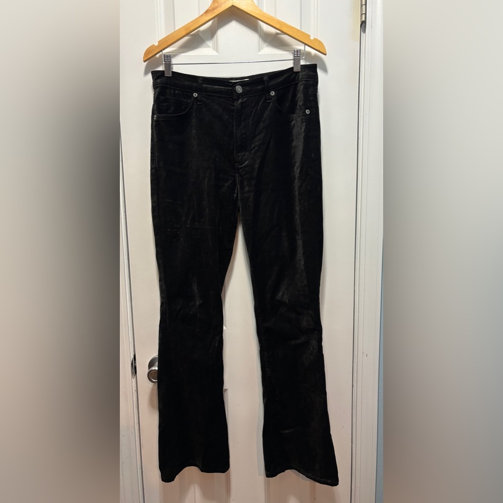 Agolde Women's Nico Boot Black Velvet Jeans Grunge Dark Academia Rocker Size‎ 28
